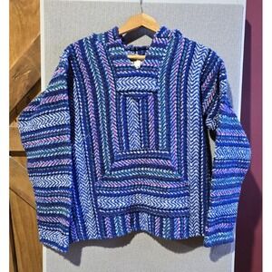 BAJA JOE Poncho Hoodie Sweater Adult Size XS Blue Green Black Pink Drugrug